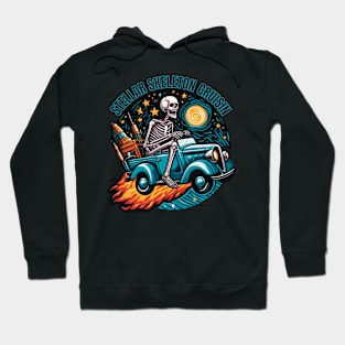 Skeleton Riding Car in Sky - Stellar Skeleton Cruisin Hoodie